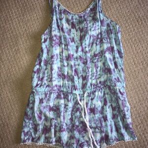 Blue and purple tie-dye romper